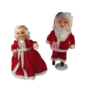 Vintage 70s Santa Mrs Claus Art Dolls Figure Christmas Holiday
